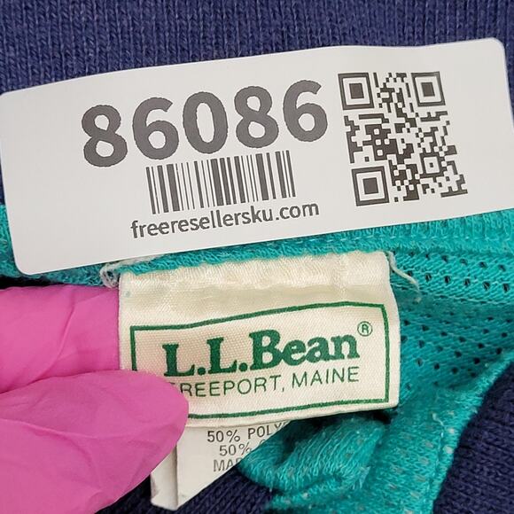Vintage 90s LL-Bean Preppy Mesh Polo Shirt M/L 22x25 Blue USA - Picture 4 of 10
